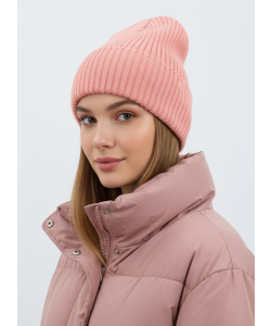 Шапка RAY вязаная с подворотом, персиковый