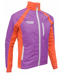 Куртка утеплённая туристическая  RAY  WS модель OUTDOOR (UNI)  фиолет/оранж белая молния белый лого
