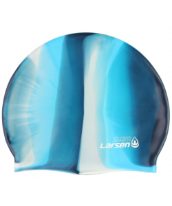 Шапочка плавательная Larsen SC силикон, синий/белый