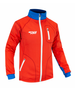 Куртка разминочная RAY WS модель STAR (UNI) красный/синий белая молния 