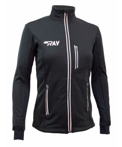 Куртка разминочная RAY WS модель NEO (Women) на флисе,  черная, молния с/о