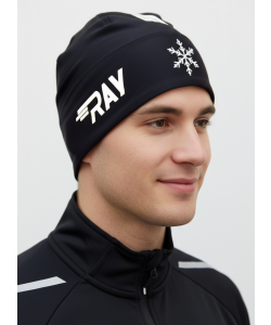 Шапочка RAY модель RACE материал термо-бифлекс, черный/белый лого