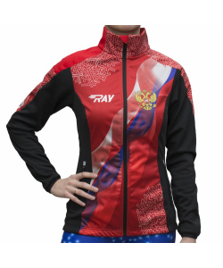 Куртка разминочная RAY WS модель PRO RACE (Woman) принт красный флаг РФ