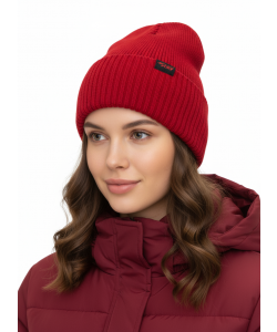 Шапка RAY вязаная с подворотом, красный