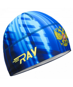 Шапочка RAY модель RACE материал термо-бифлекс, герб FLAME голубой, принт 