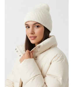 Шапка RAY вязаная с подворотом, слоновая кость