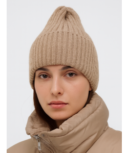 Шапка RAY вязаная с подворотом, бежевый