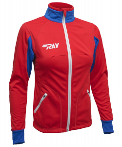 Куртка разминочная RAY WS модель STAR (Woman) красный/голубой белая молния