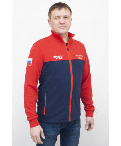Толстовка RAY (Men) футер 3-х нитка, т.синий/красный с шевроном