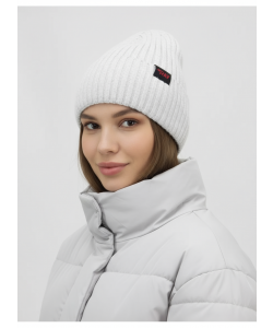 Шапка RAY вязаная с подворотом, светлый меланж