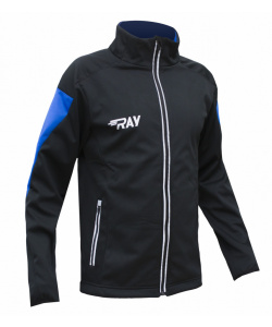 Куртка разминочная RAY WS модель RACE (UNI) черный, вставка синяя на рукаве