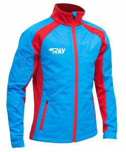 Куртка утеплённая туристическая  RAY  WS модель OUTDOOR (Kids) голубой/красный красная молния