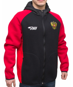 Толстовка спортивная RAY модель NEXT (UNI) с капюшоном, черный/красный/красный шов