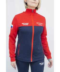 Толстовка RAY (Women) футер 3-х нитка, т.синий/красный с шевроном