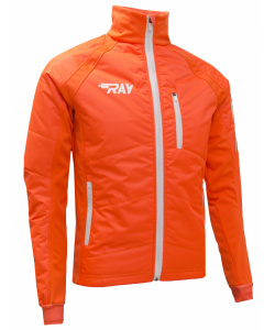 Куртка утеплённая туристическая  RAY  WS модель OUTDOOR (UNI)  оранжевый белая молния белый лого 
