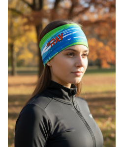 Повязка трикотажная принт RAY синий/зеленый