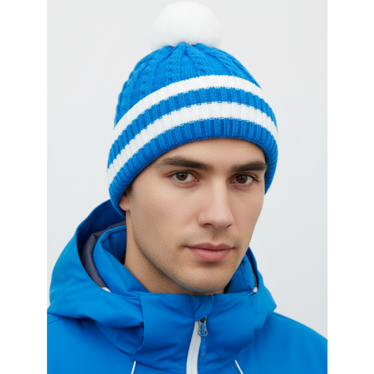 Шапочка RAY Флаг бубон, синий, белый фото 1