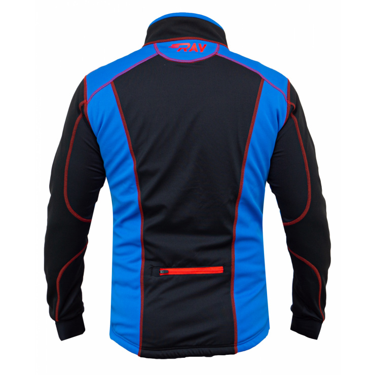Куртка разминочная RAY WS модель STAR (UNI) черный/синий/красный шов, красная молния фото 2