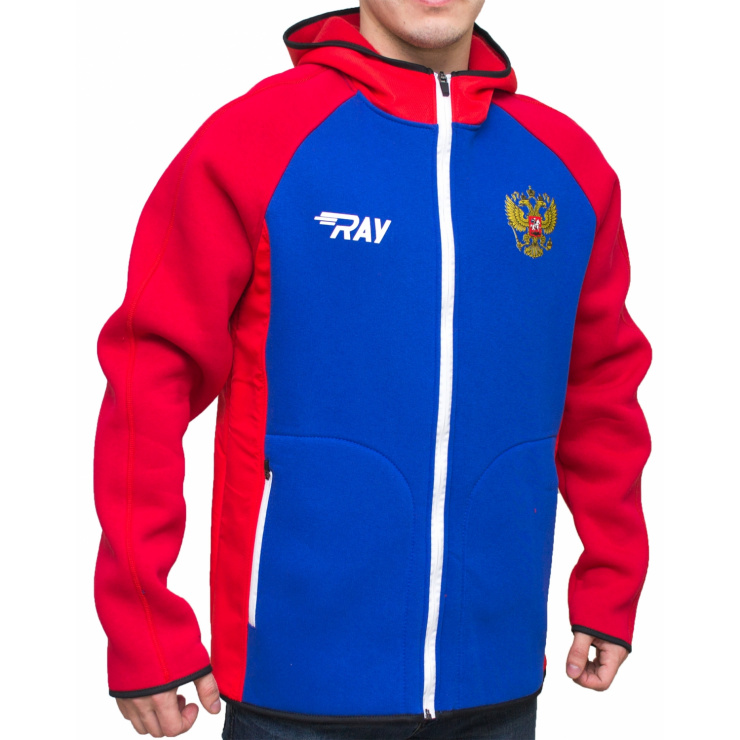 Толстовка спортивная RAY модель NEXT (UNI) с капюшоном, красный/синий фото 1