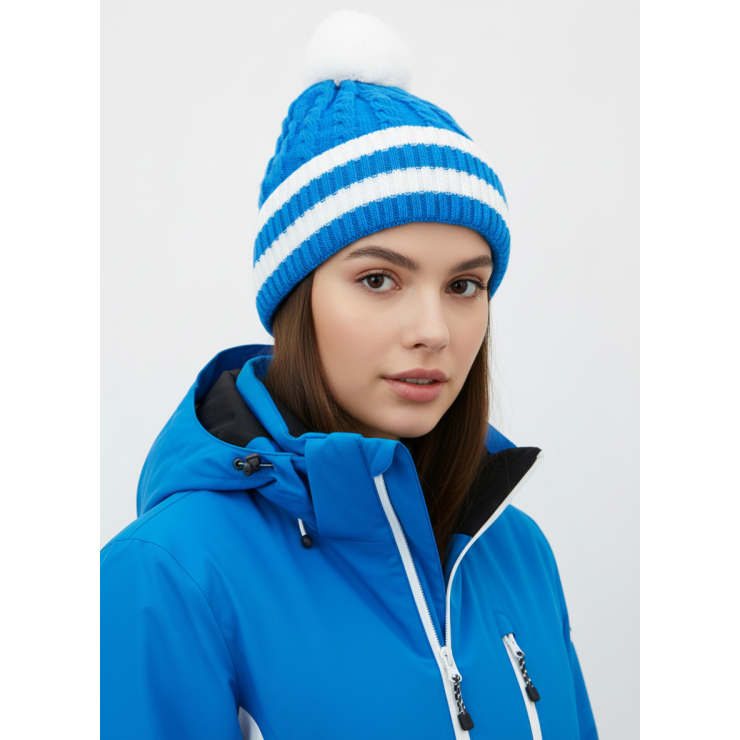 Шапочка RAY Флаг бубон, синий, белый фото 3