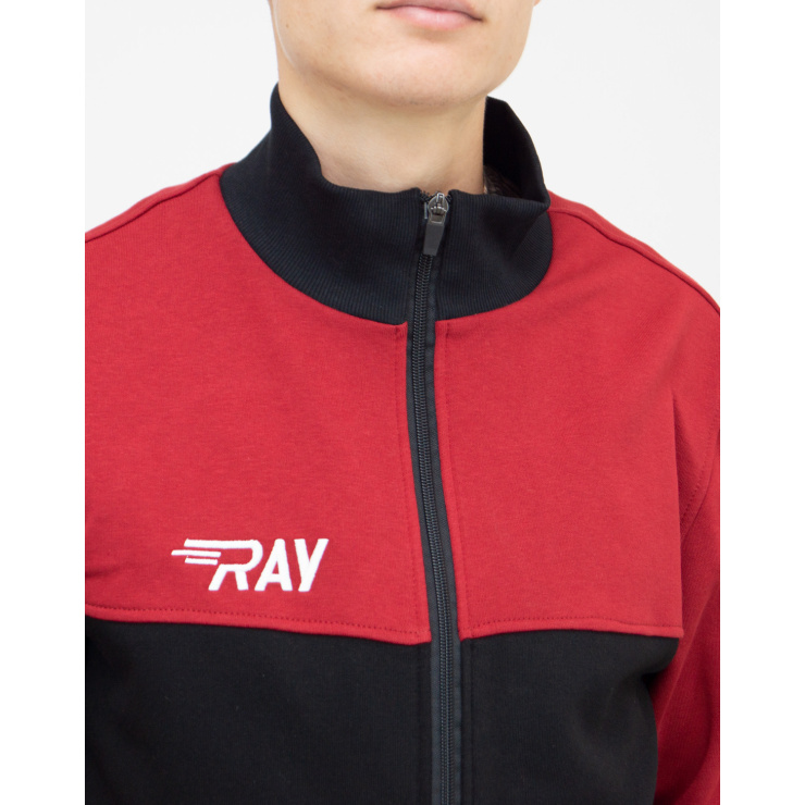 Толстовка RAY (Men) футер 3-х нитка, черный/бордо фото 4