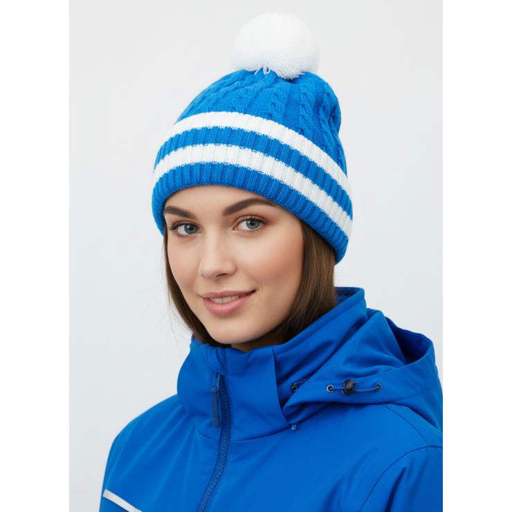 Шапочка RAY Флаг бубон, синий, белый фото 4