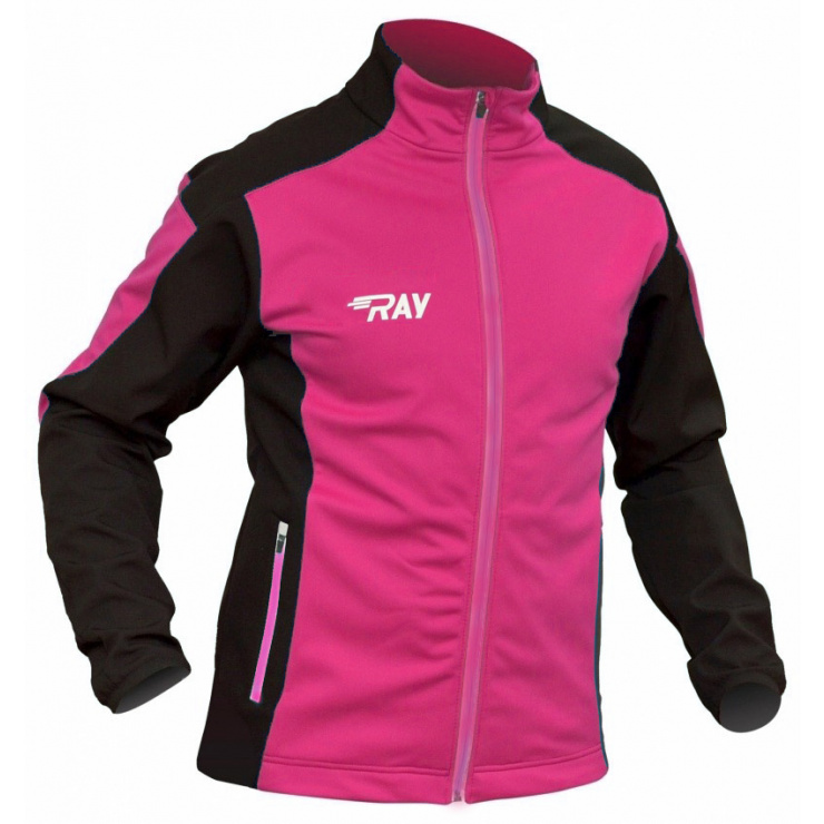 Куртка разминочная RAY WS модель RACE (Kids) малиновый/черный  фото 1