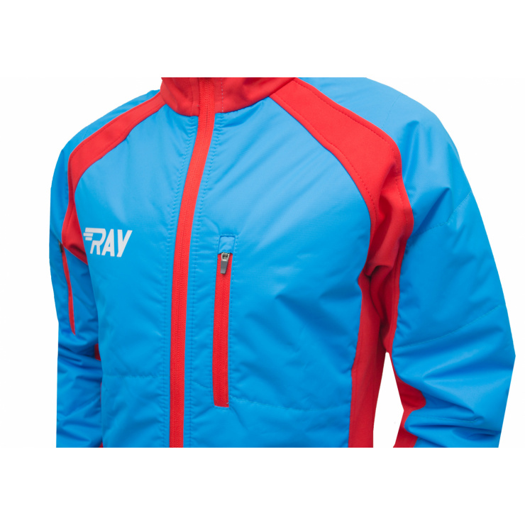 Куртка утеплённая туристическая  RAY  WS модель OUTDOOR (UNI) голубой/красный красная молния фото 3