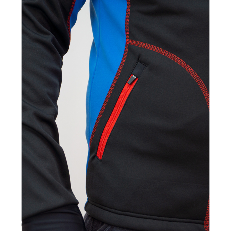 Куртка разминочная RAY WS модель STAR (UNI) черный/синий/красный шов, красная молния фото 4