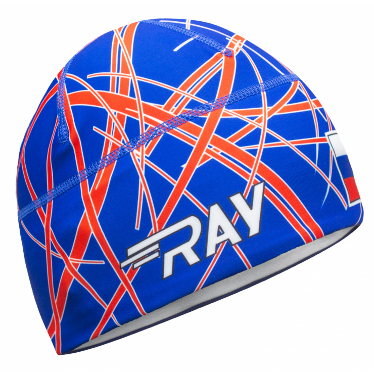 Шапочка RAY модель RACE материал термо-бифлекс синий, принт фото 1