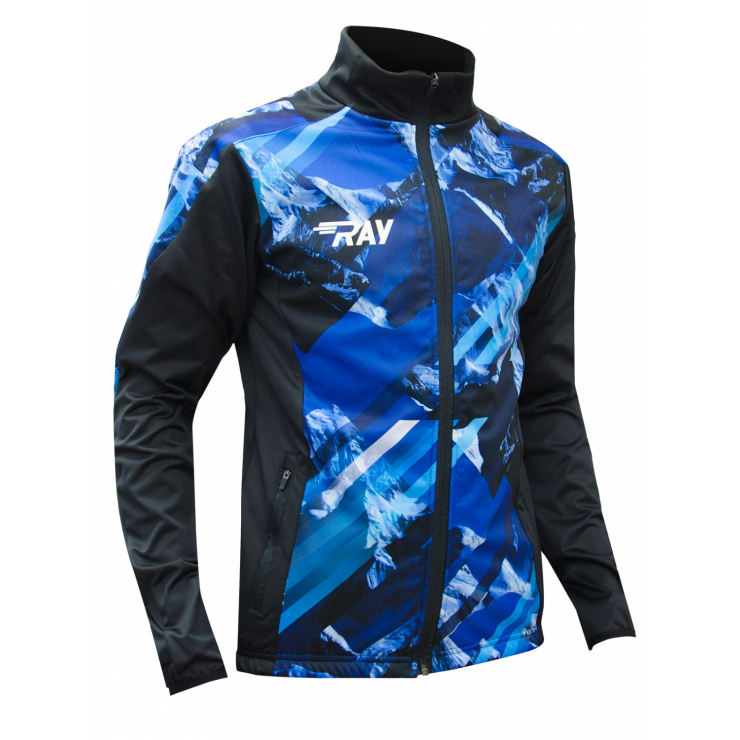 Куртка разминочная RAY WS модель PRO RACE (Kids) принт синий/черный фото 1