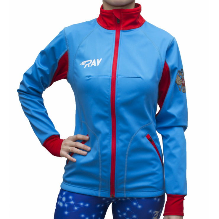 Куртка разминочная RAY WS модель STAR (Woman) триколор красная молния  фото 3