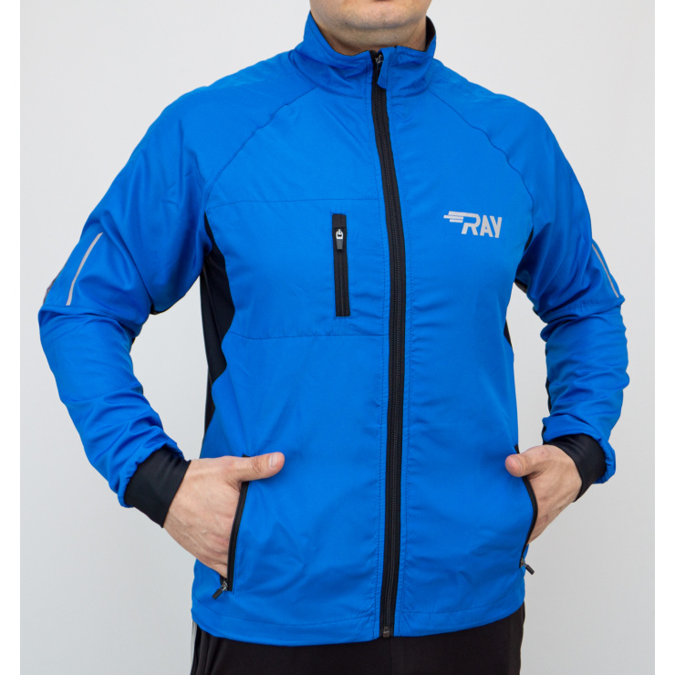 Куртка беговая RAY SPORT (летняя) синий/черный черная молния фото 6