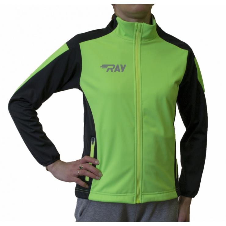 Куртка разминочная RAY WS модель RACE (Kids) салатовый/черный  фото 2