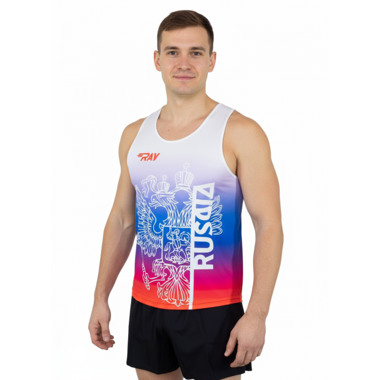 Майка спортивная RAY (Men) принт "Russia-eagle.Триколор" фото 1