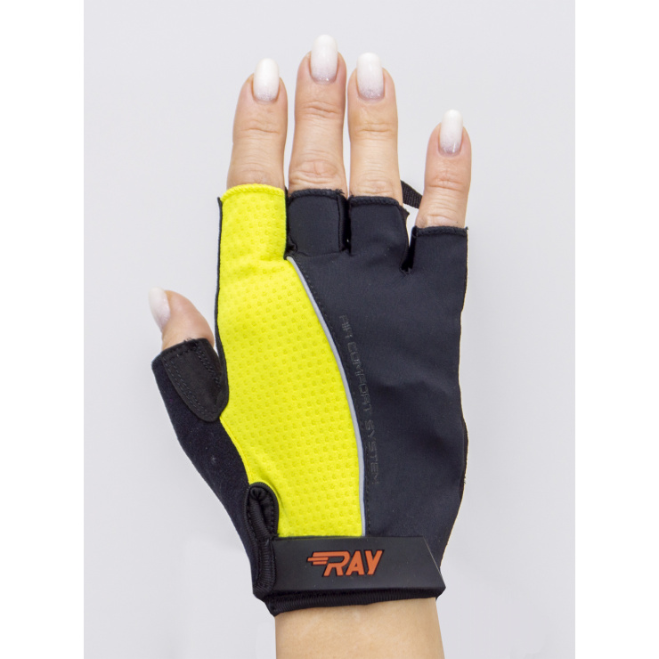 Велосипедные перчатки с короткими пальцами черный/желтый фото 2