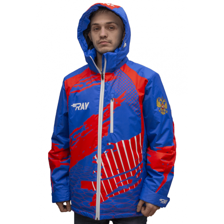 Куртка утеплённая RAY модель Патриот принт синий/красный фото 1