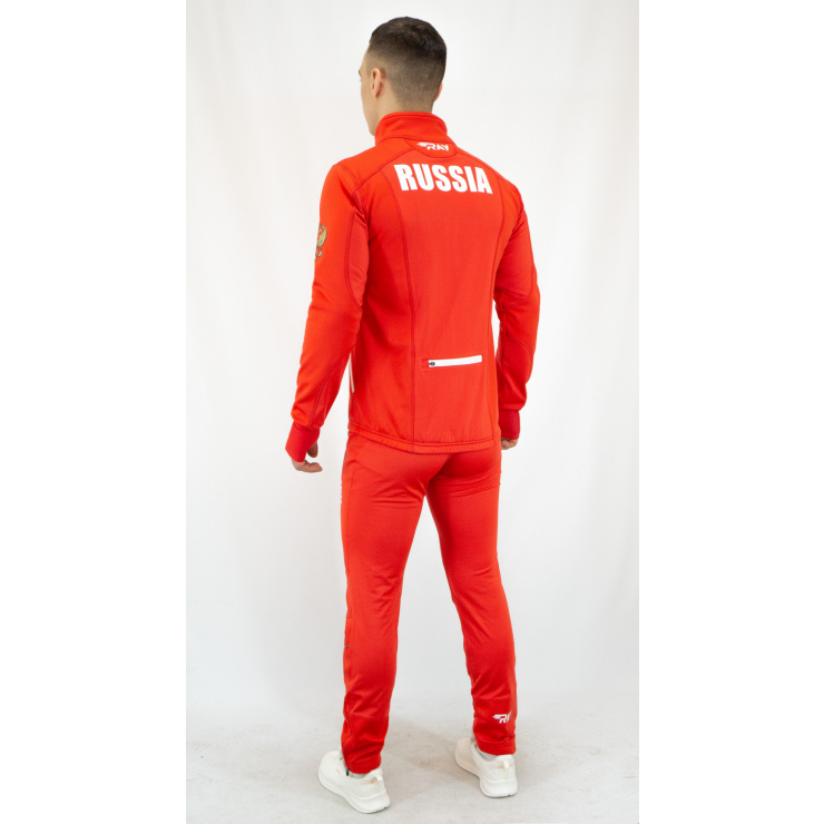 Куртка разминочная RAY WS модель STAR (UNI) красная, белая молния, красный шов, белый лого, герб фото 9