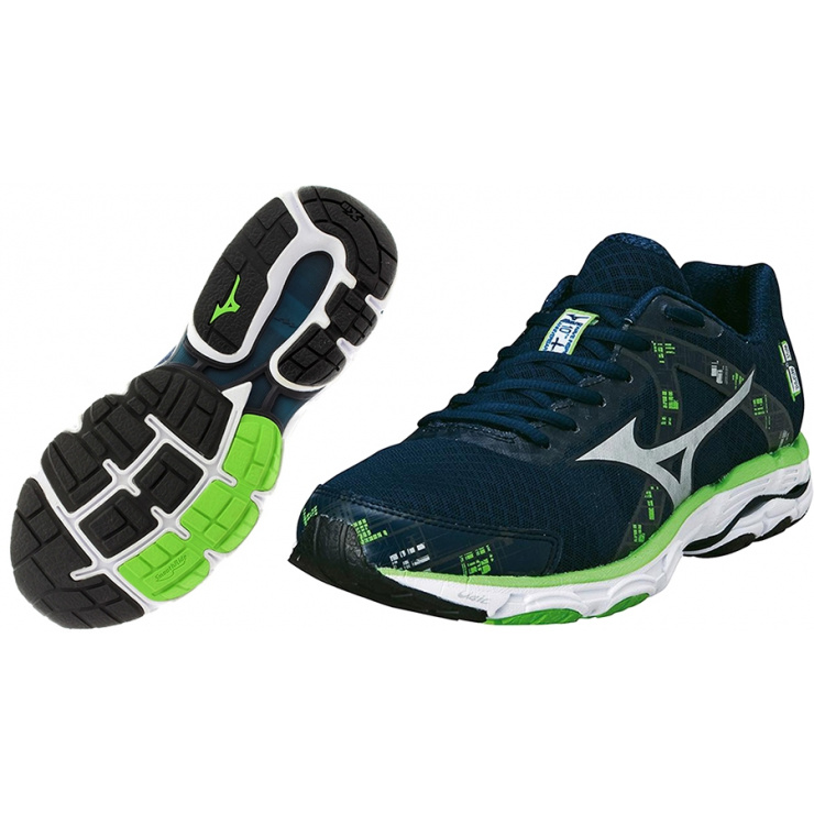 Кроссовки MIZUNO WAVE INSPIRE 10, синий/серебряный/зеленый фото 2