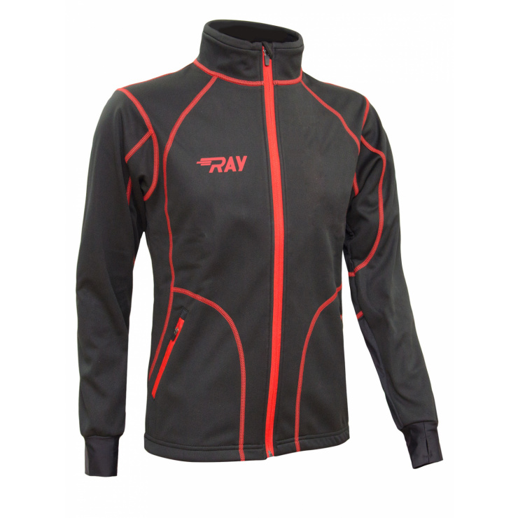 Куртка разминочная RAY WS модель STAR (Kids) черный/черный красный шов фото 4