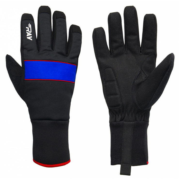 Перчатки RAY RY-06-802 Black/Blue/Red (чёрный/голубой/красный) фото 1