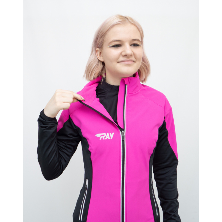 Куртка разминочная RAY WS модель PRO RACE (Women) розовый/черный с/о молния фото 5