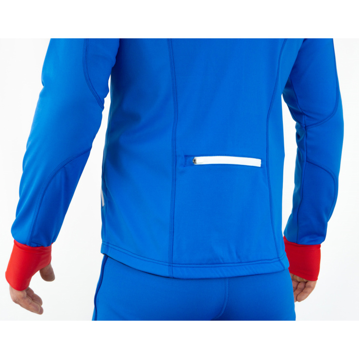 Куртка разминочная RAY WS модель STAR (UNI) синяя, белая молния, синий шов, белый лого, герб фото 3