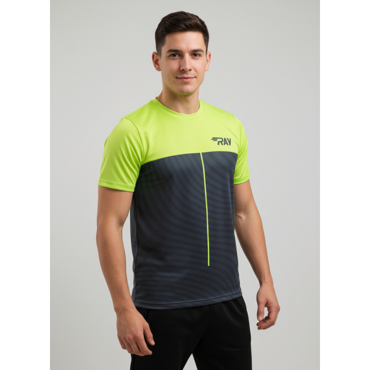 Футболка RAY (Men) принт линия неон/зелёный фото 1