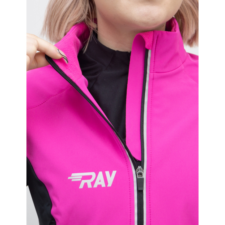 Куртка разминочная RAY WS модель PRO RACE (Women) розовый/черный с/о молния фото 7