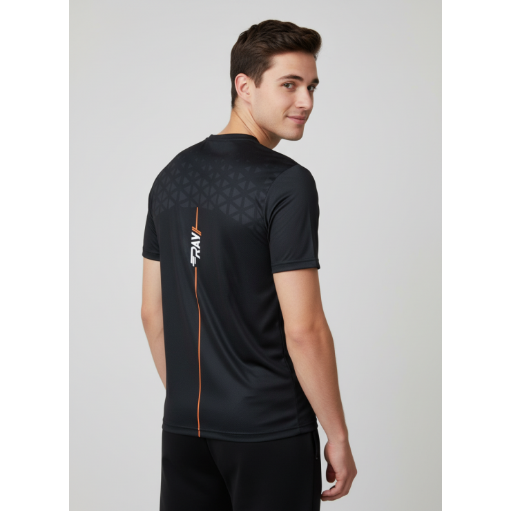 Футболка RAY (Men) принт линия чёрный/оранжевый фото 2
