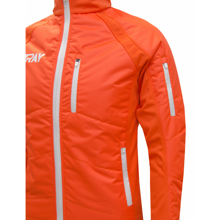 Куртка утеплённая туристическая  RAY  WS модель OUTDOOR (UNI)  оранжевый белая молния белый лого  фото 4