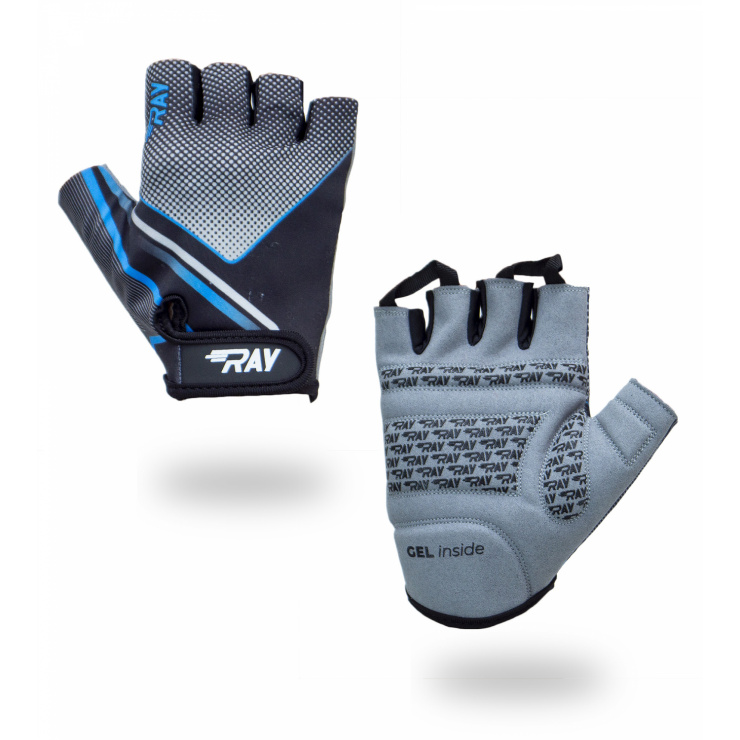 Велосипедные перчатки с короткими пальцами черный/синий/серый фото 1