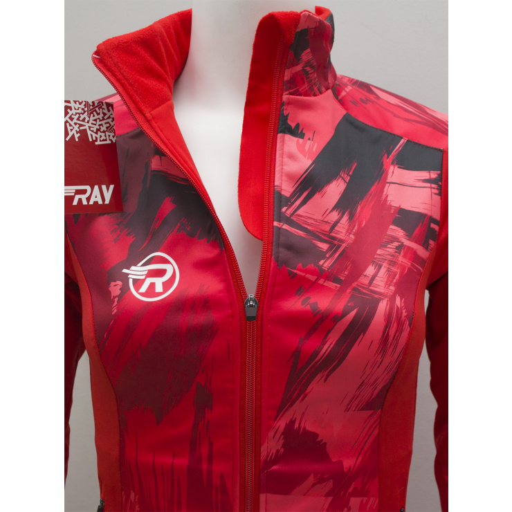 Куртка разминочная RAY WS модель PRO RACE (Woman) принт STROKES красный фото 3