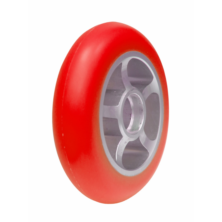 Колесо для коньковых лыжероллеров полиуретан красный 100х24мм., высокоскоростное фото 2